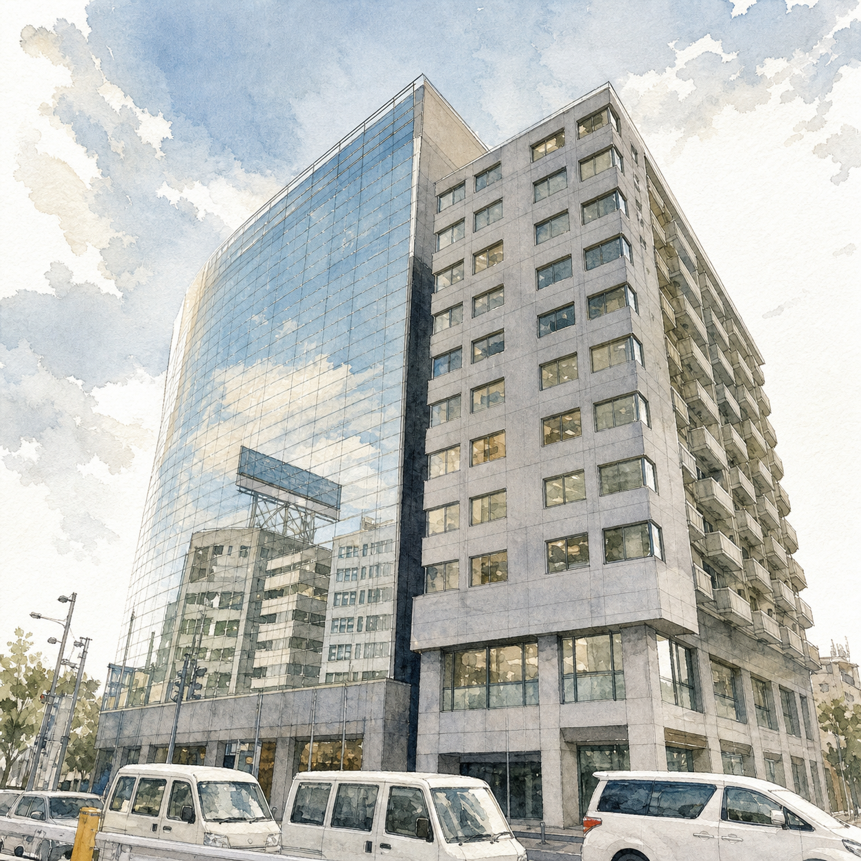 株式会社felicitas オフィス外観の水彩画